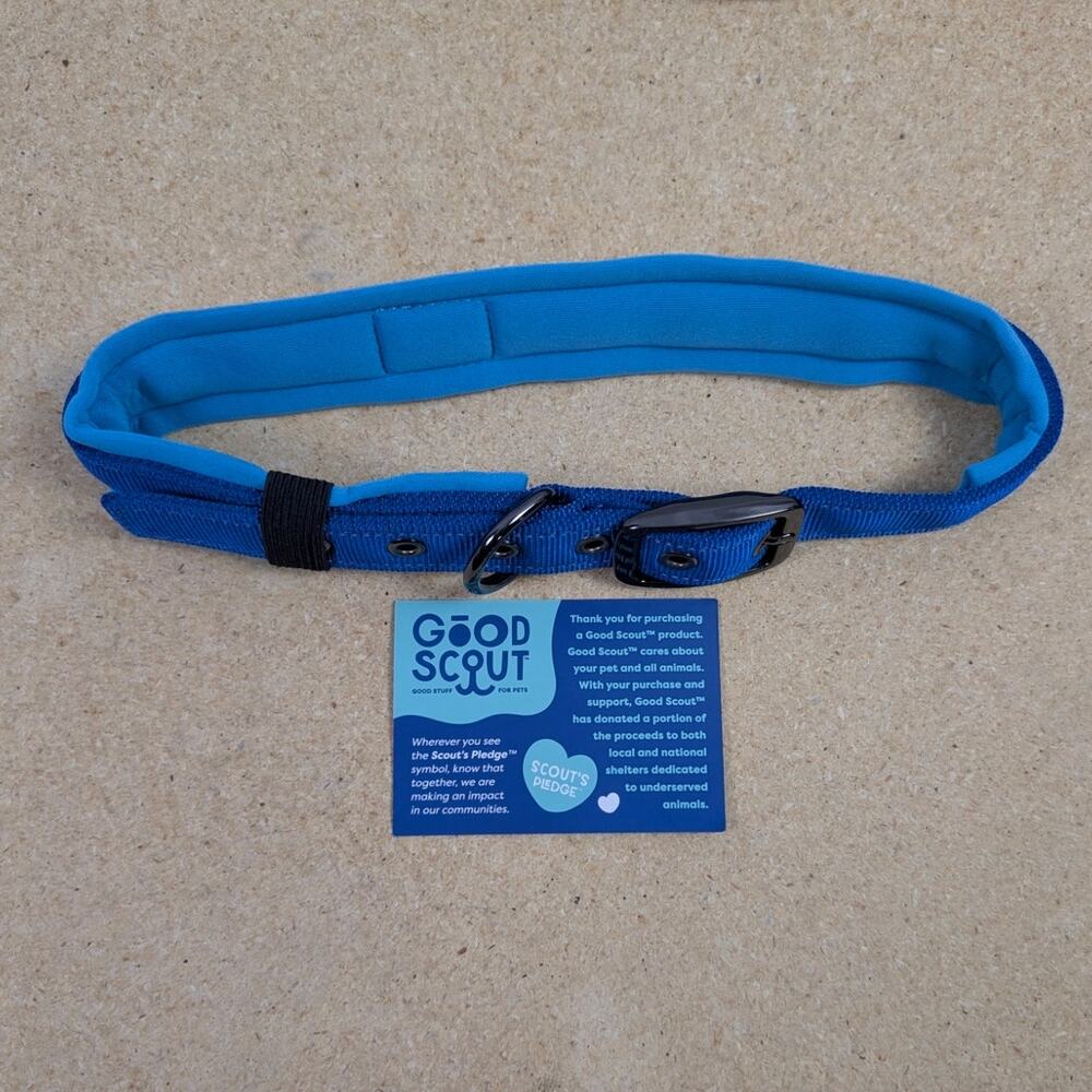Good Scout Heavy Duty Padded XL Dog‎ Collar Blue/Sky Adjustable NWT